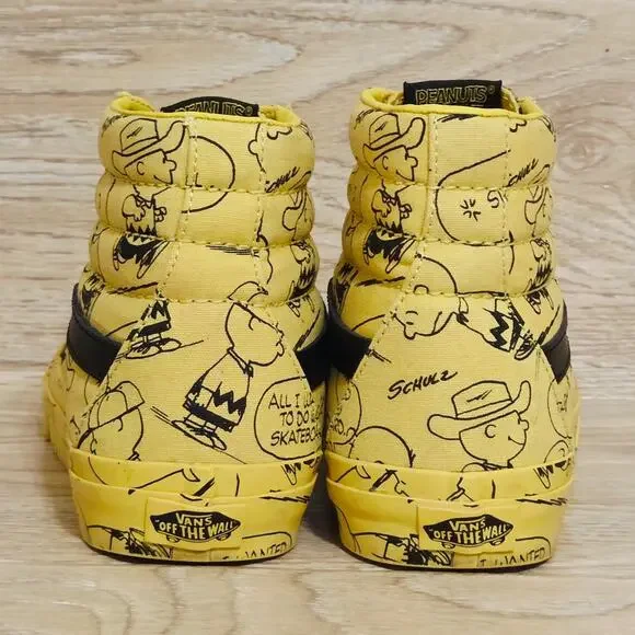 Vans X Peanuts SK8-Hi Charlie Brown Sneakers Yellow Black Size Mens 8 Womens 9.5 - Picture 4 of 9